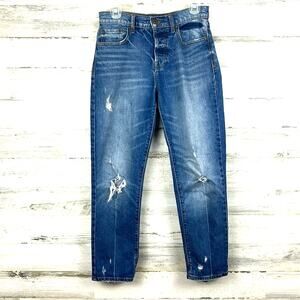 Pistola Womens 26 Medium Wash Distressed Straight Leg Zip Blue Denim Jeans